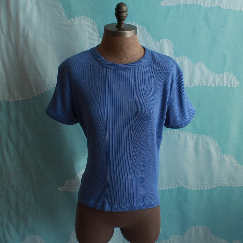 Vintage Shoulder-pad Ribbed T-Shirt L